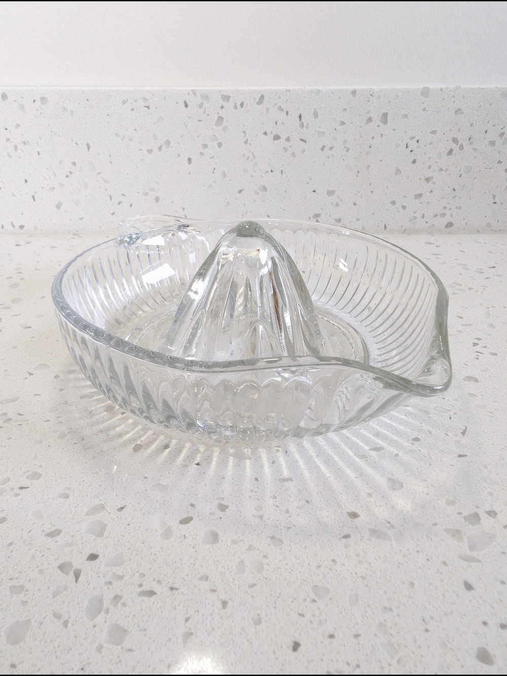 Clear Glass Citrus Juicer - Ribbed Design